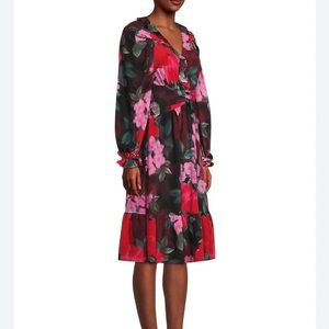 Ungaro Diane Women Silk Dress Floral Black Plus Size XXL Chiffon Summer Designer